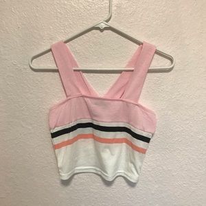 Pink & White Crop Top